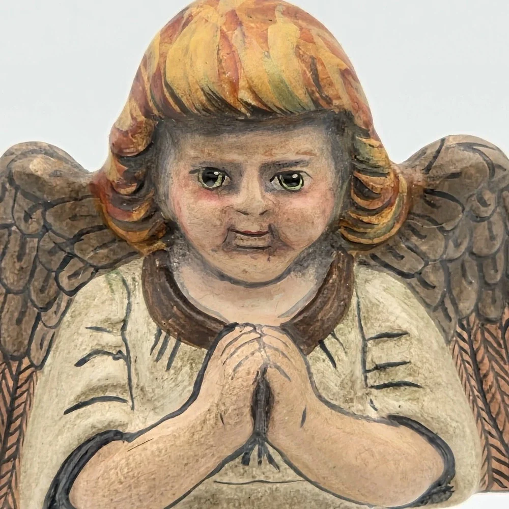 Vaillancourt Folk Art Praying Angel‎ With Wings Figurine 1993 #121